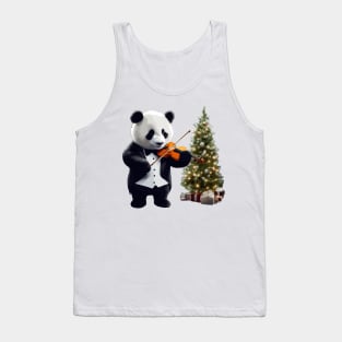 Giant Panda Playing Violin Christmas Tank Top